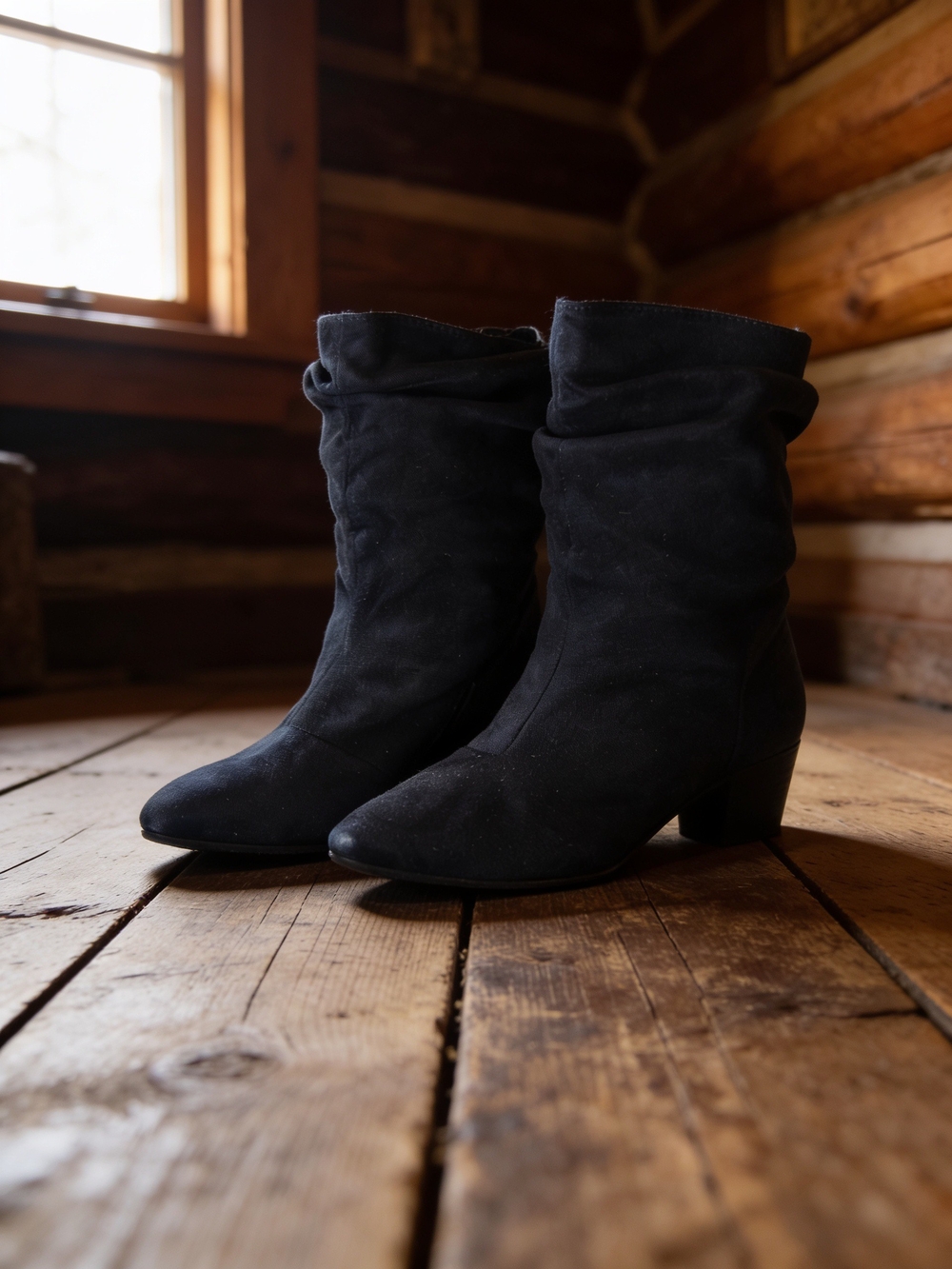 Black Suede Slouchy Pointed Toe Stiletto High Heel Boots